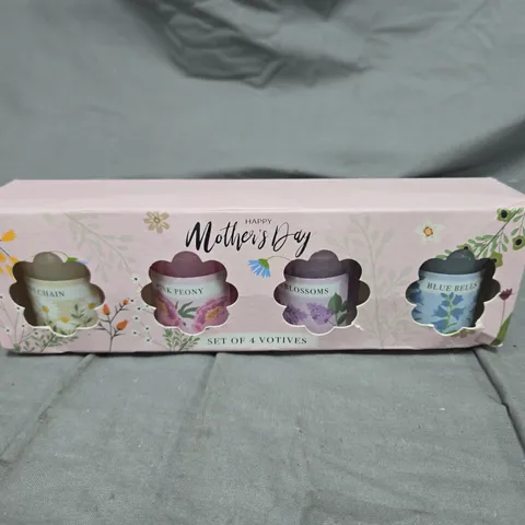 MOTHER'S DAY SET OF 4 SCENTED VOTIVE CANDLES IN GIFT BOX