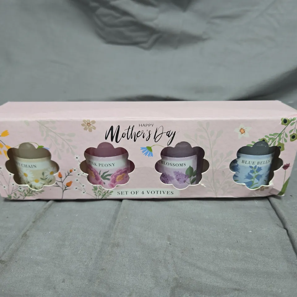 MOTHER'S DAY SET OF 4 SCENTED VOTIVE CANDLES IN GIFT BOX