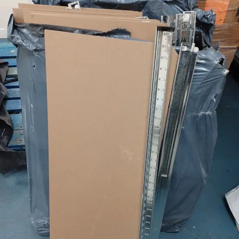 LOT OF SHELVING BOARDS AND RACKING