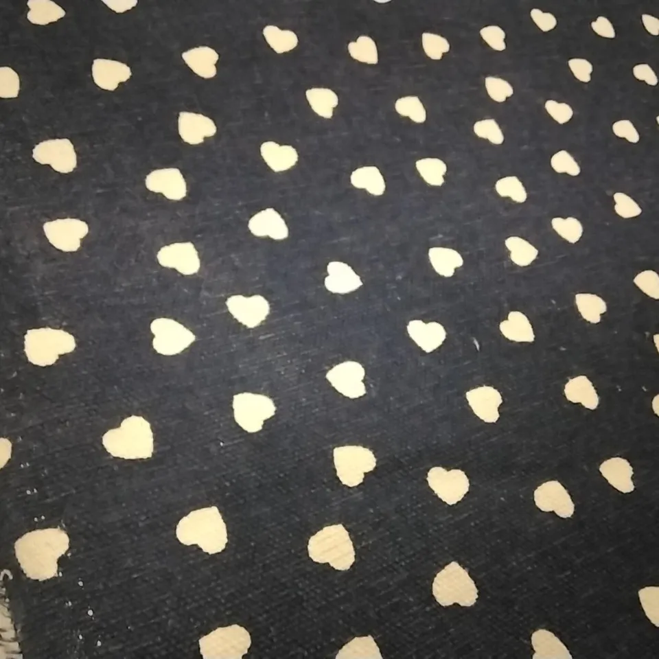 ROLL OF NAVY LINEN WITH HEART PATTERN APPROXIMATELY 150MX1.5M 