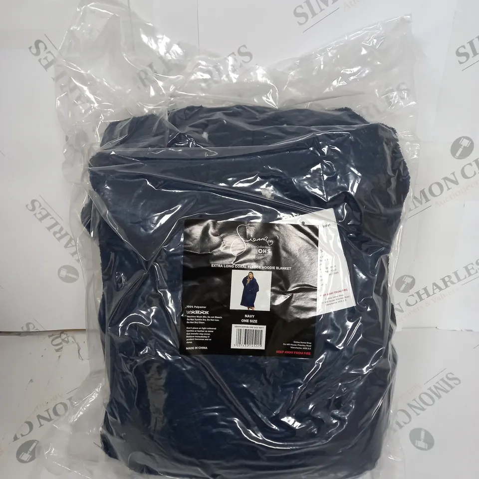 BAGGED EXTRA LONG CORAL FLEECE HOODIE BLANKET 