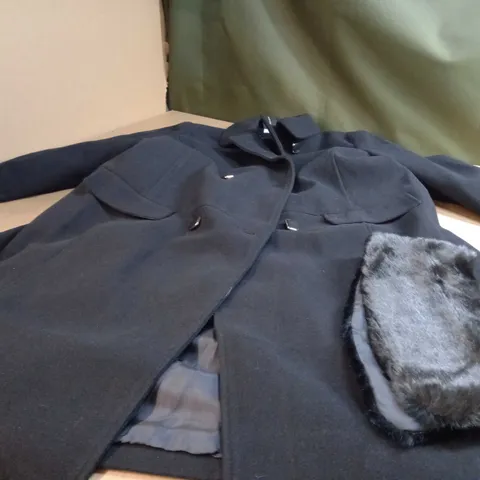 DOROTHY PERKINS BLACK MATERNITY DOLLY COAT - SIZE 14