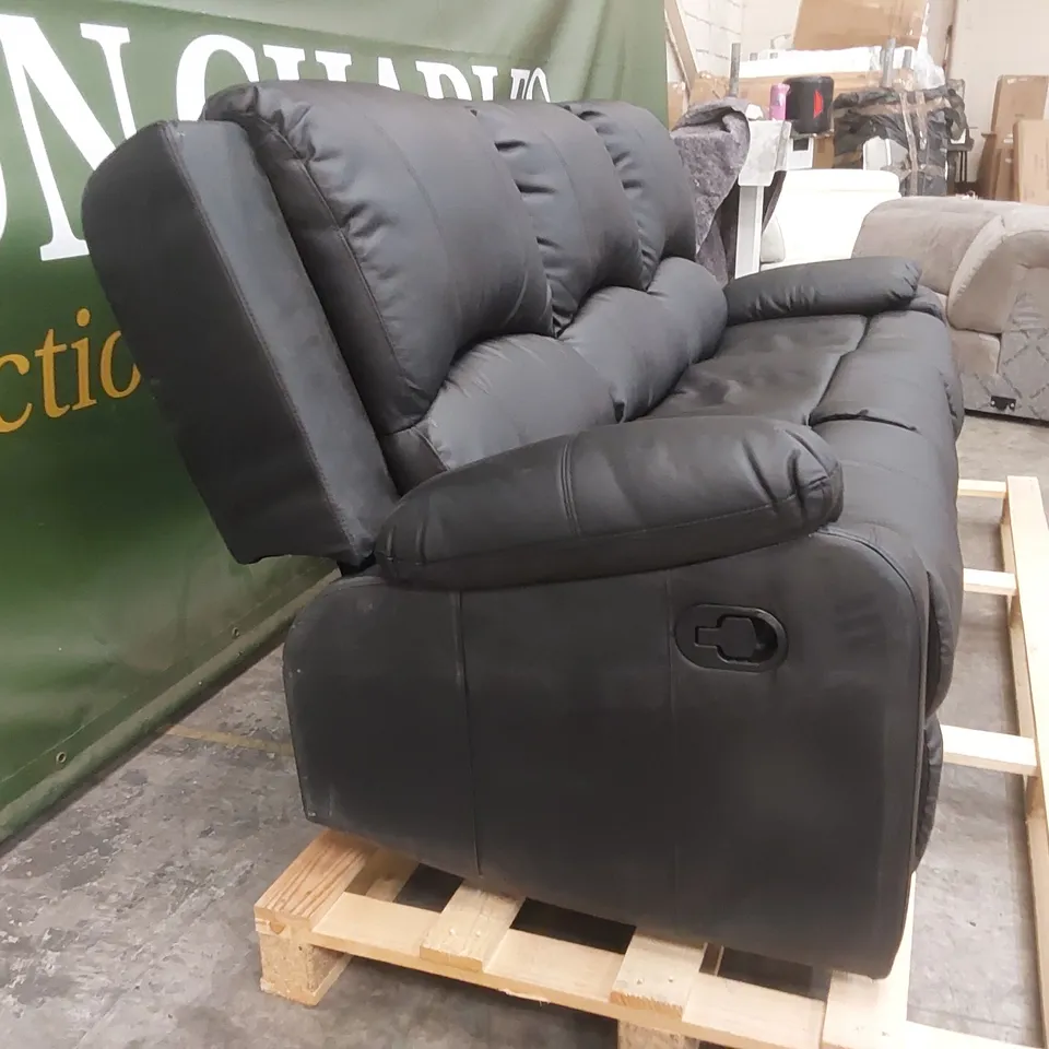 QUALITY DESIGNER MANERVIS 3 SEATER MANUAL RECLINING FAUX LEATHER SOFA 