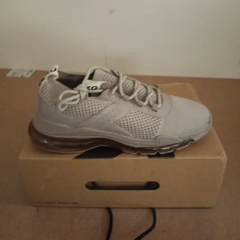 BOXED PAIR OF KURT GEIGER FABRIC SNEAKERS IN TAUPE - SIZE 41