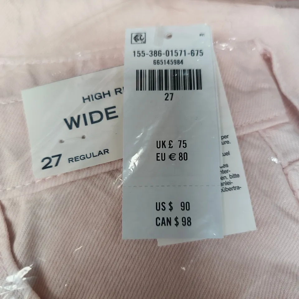 ABERCROMBIE AND FITCH LIGHT PINK HIGH-RISE WIDE-LEG JEANS – WOMEN'S, UK 8