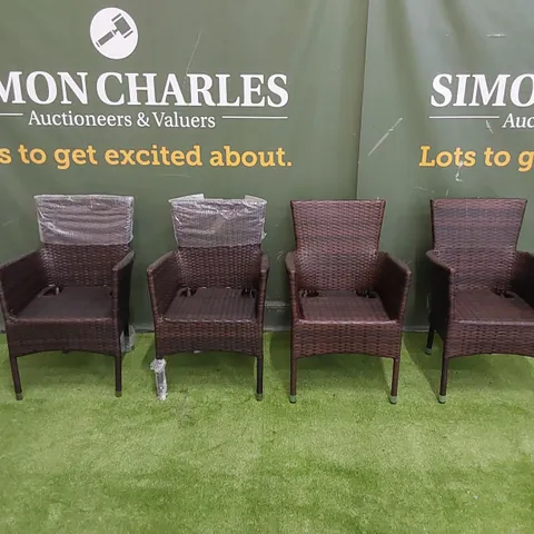 SET OF 4 CHOCOLATE MIX RATTAN CHAIRS
