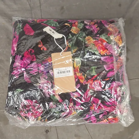 BAGGED JOLIE MOI LONG SLEEVE PRINTED LACE MIDAXI DRESS IN PURPLE FLORAL SIZE 12