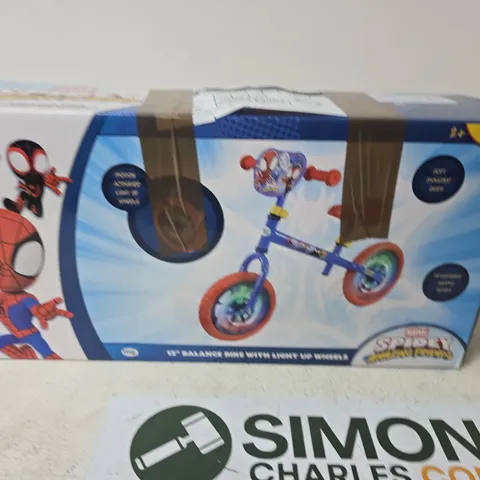 SPIDER-MAN 9-INCH BALANCE BIKE WITH TRAINING WHEELS – BOXED