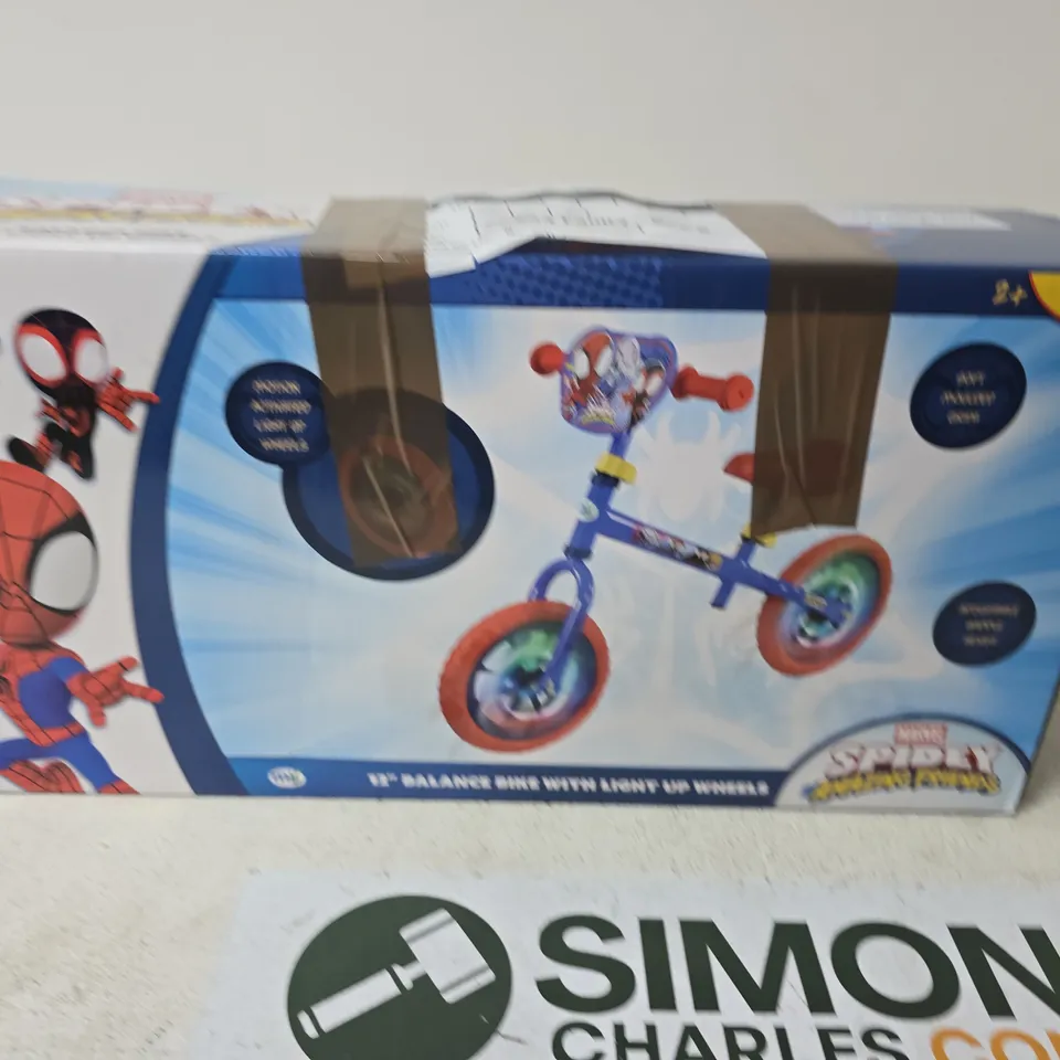 SPIDER-MAN 9-INCH BALANCE BIKE WITH TRAINING WHEELS – BOXED
