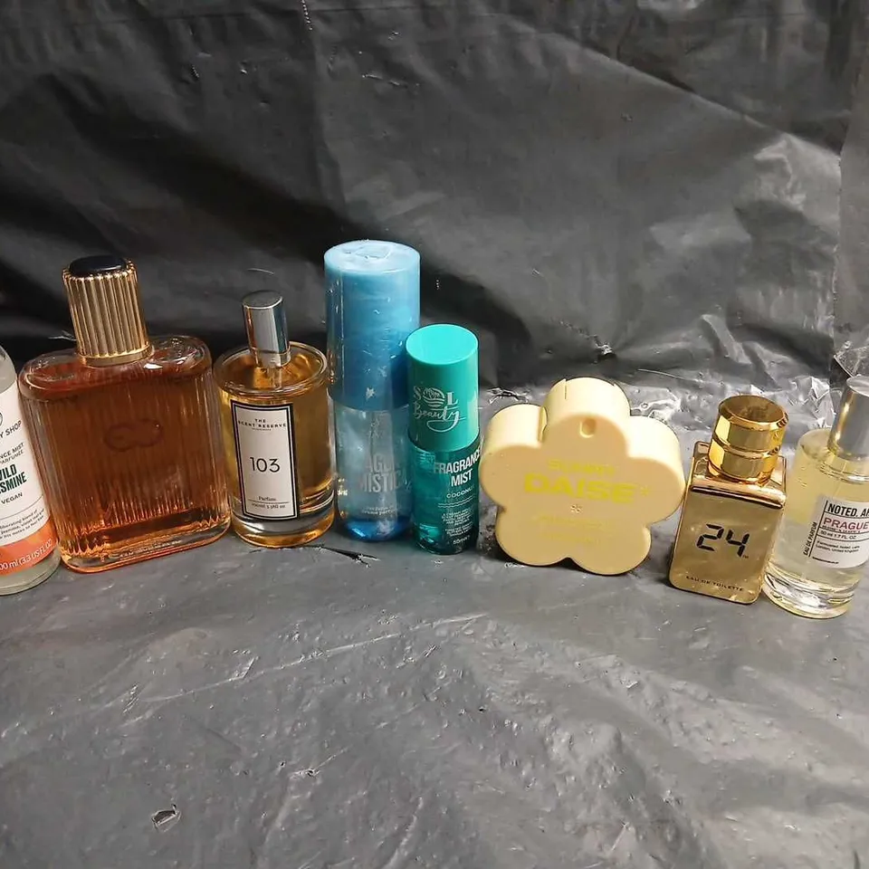TEN ASSORTED UNBOXED FRAGRANCES TO INCLUDE; NOTED AROMAS, SUNNY DAISE, THE BODY SHOP AND THE SCENT RESERVE