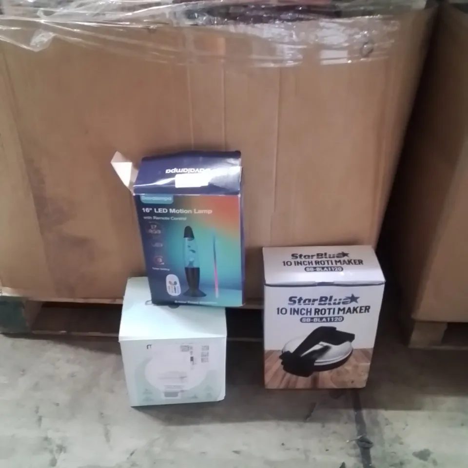 PALLET TO CONTAIN A LARGE QUANTITY OF ELECTRICAL PRODUCTS TO INCLUDE;LED MOTION LAMP,ROTI MAKER,DEHUMIDIFIER 