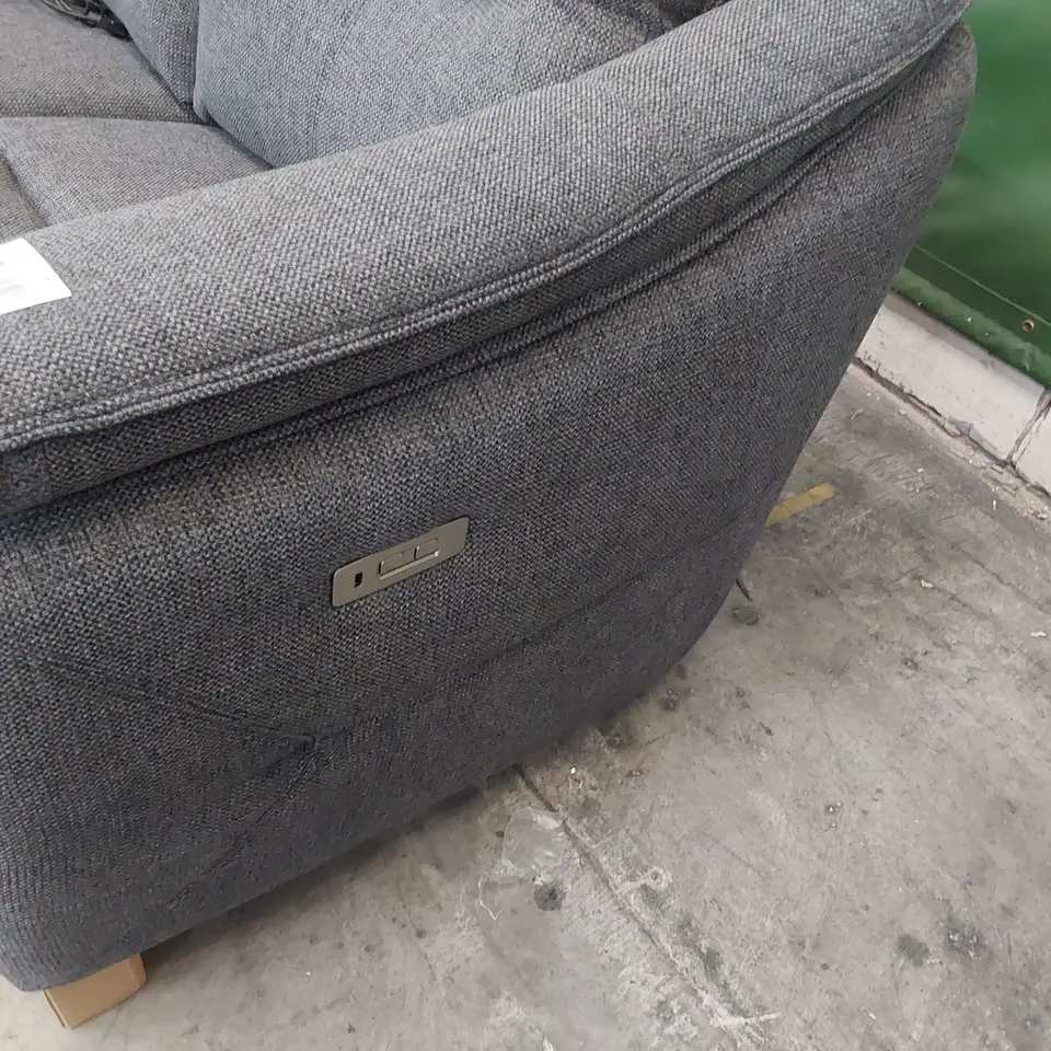 QUALITY BRITISH DESIGNER G PLAN JACKSON POWER RECLINING TWO SEATER SOFA ROCHE SLATE FABRIC 