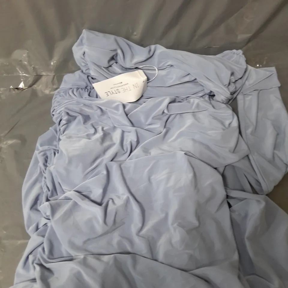 PERRIE SIAN BLUE SLINKY ONE SHOULDER MIDI DRESS - 12