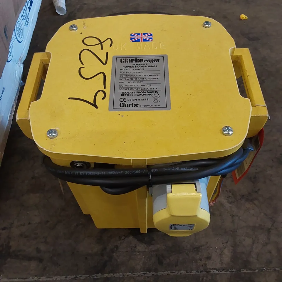 CLARKE HEAVY DUTY TRANSFORMER – CTR 6300/3