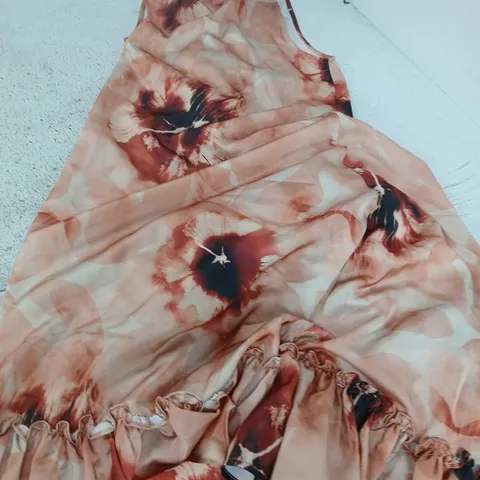 YAS KYRA HALTERNECK LONG DRESS – UK 8 (EU 36) – PEACH FLORAL PRINT