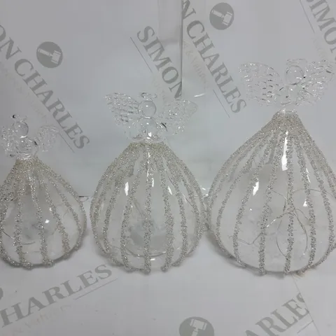OUTLET JM BY JULIEN MACDONALD SET OF 3 PRE-LIT GLASS ANGELS