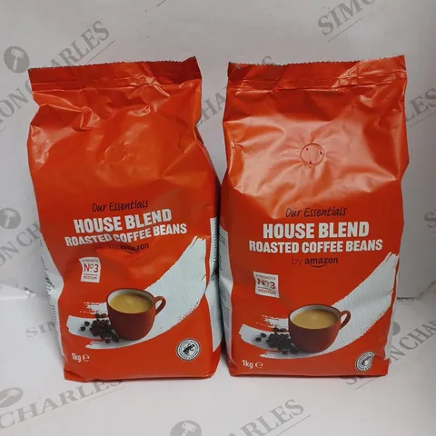 2 X AMAZON ESSENTIALS HOUSE BLEND ROASTED COFFEE BEANS - 2 X 1KG