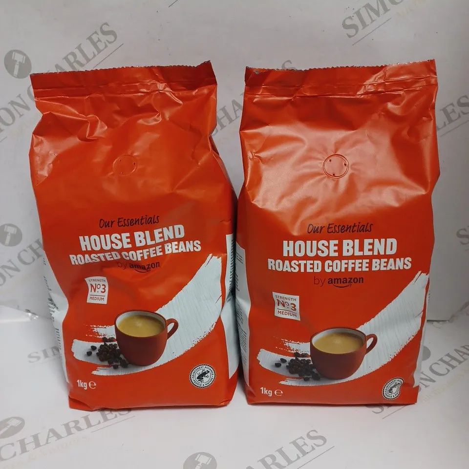 2 X AMAZON ESSENTIALS HOUSE BLEND ROASTED COFFEE BEANS - 2 X 1KG