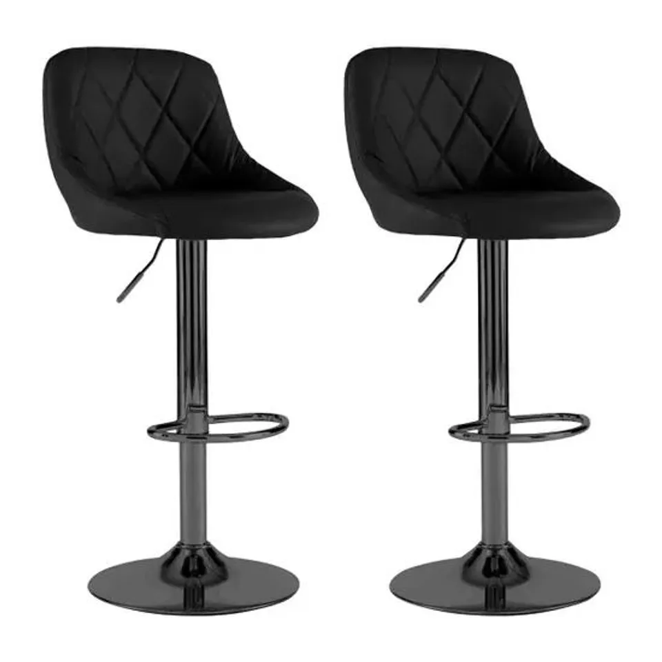 BOXED NEO SET OF 2 MADRID FAUX LEATHER VAR STOOLS - BLACK (1 BOX)