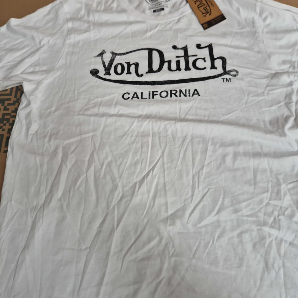 VON DUTCH CALIFORNIA LOGO T-SHIRT – WHITE - LARGE 