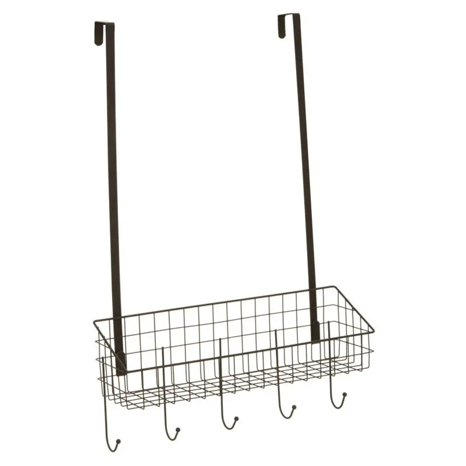BOXED HENDRICK STAINLESS STEEL OVER-THE-DOOR 5 HOOK COAT RACK (1 BOX)