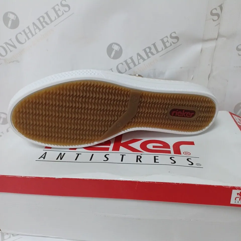BOXED RIEKER METALLIC TRAINERS, GOLD - SIZE 6