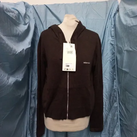 ADANOLA KNIT ZIP UP HOODIE – COFFEE BEAN, XXL