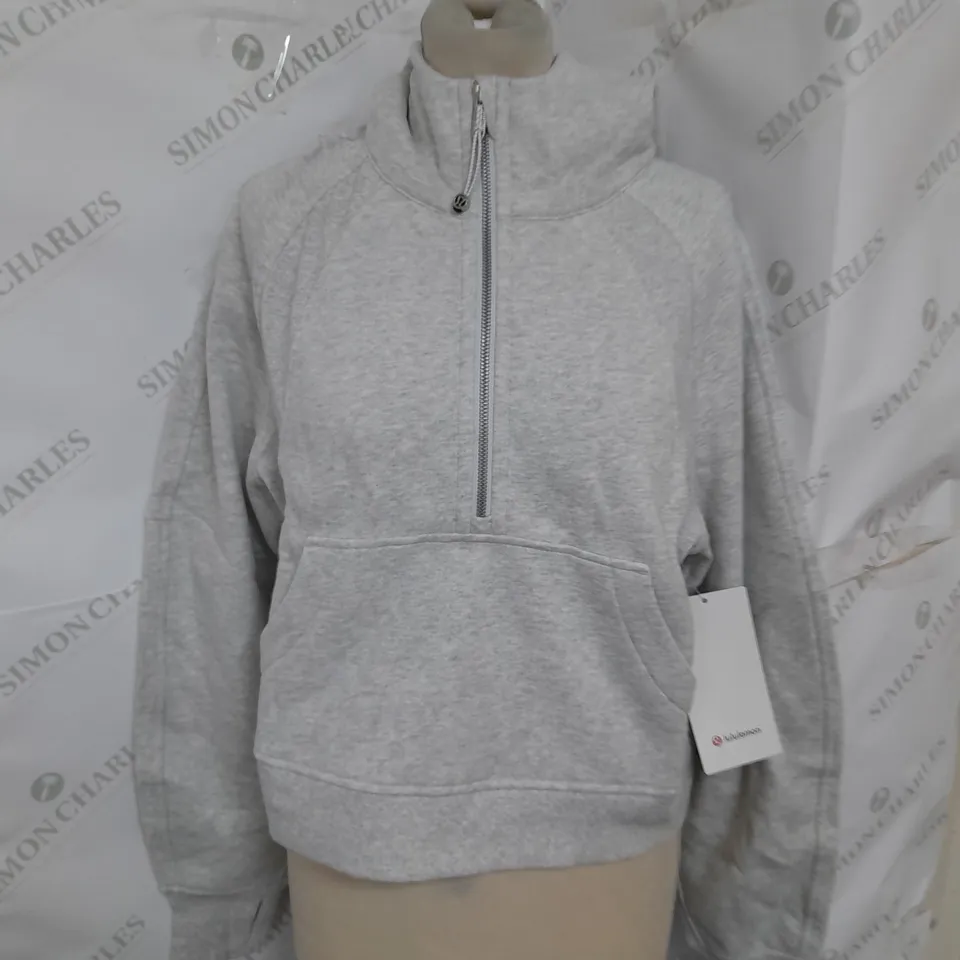 LULULEMON SCUBA OVERSIZED HALF-ZIP HOODIE IN LIGHT GREY ARL SIZE XS/S