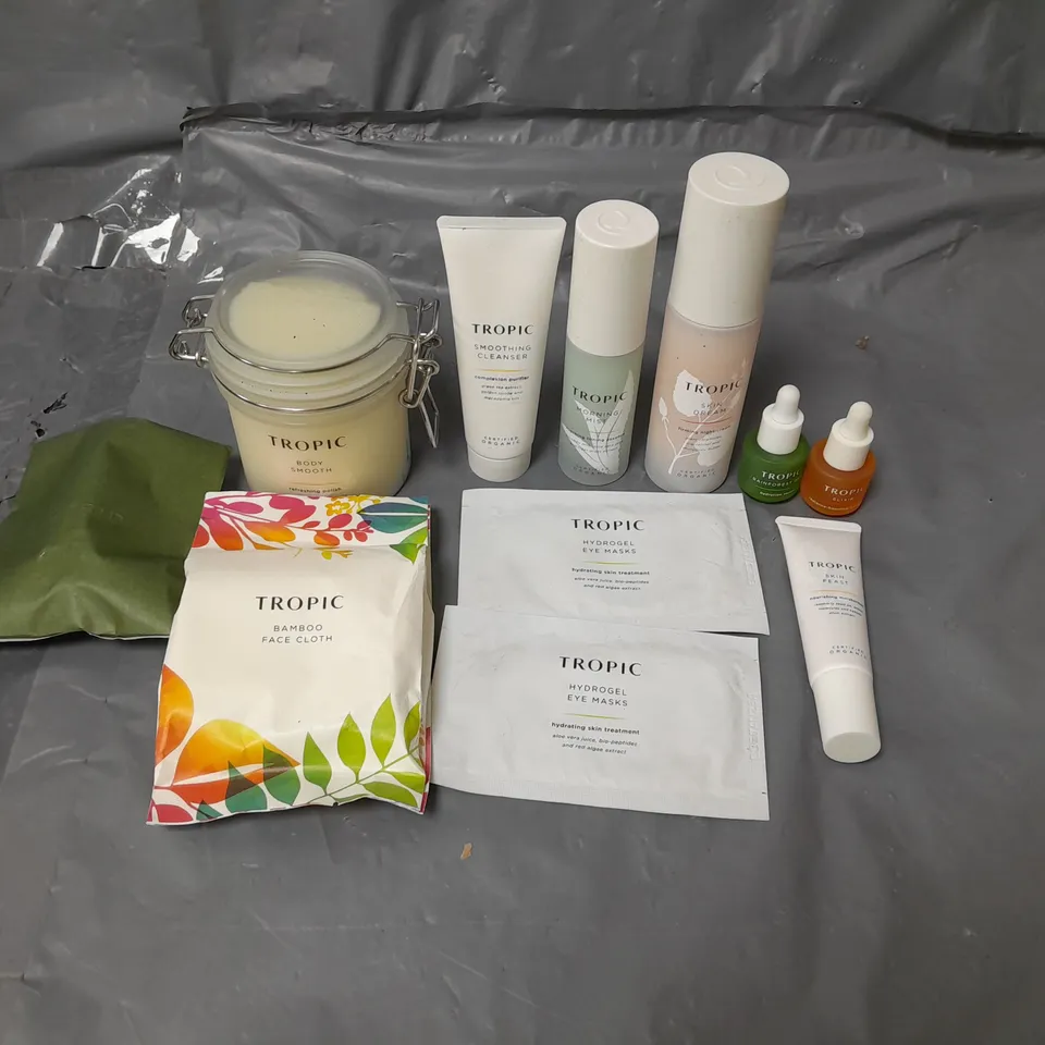 APPROXIMATELY 10 TROPIC SKIN CARE PRODUCTS TO INCLUDE EYE MASKS, BODY POLISH AND CLEANSER