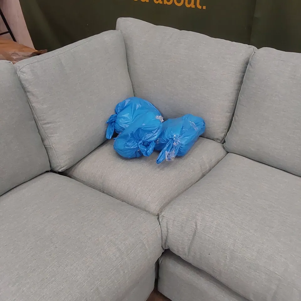 QUALITY DESIGNER CORNER SOFA - DUCK EGG BLUE FABRIC