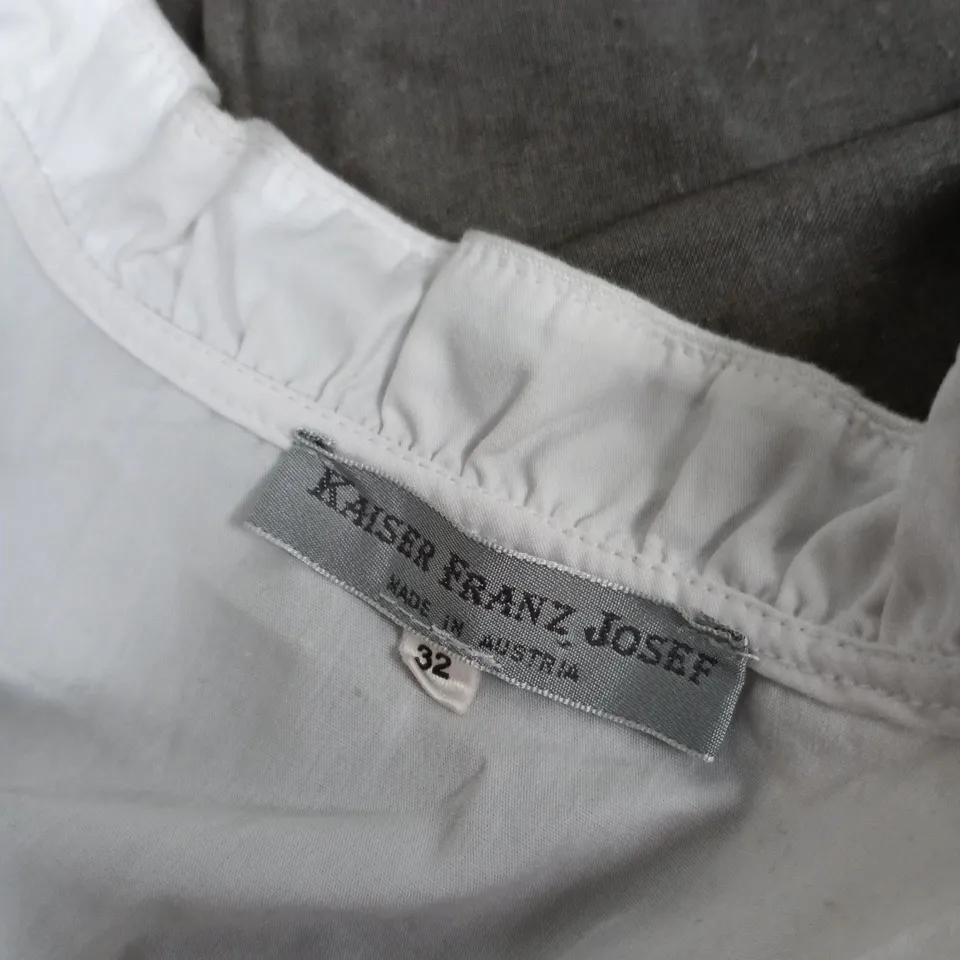 KAISER FRANZ JOSEF WHITE PUFF-SLEEVE CROPPED BLOUSE – UK 4 (EU 32)