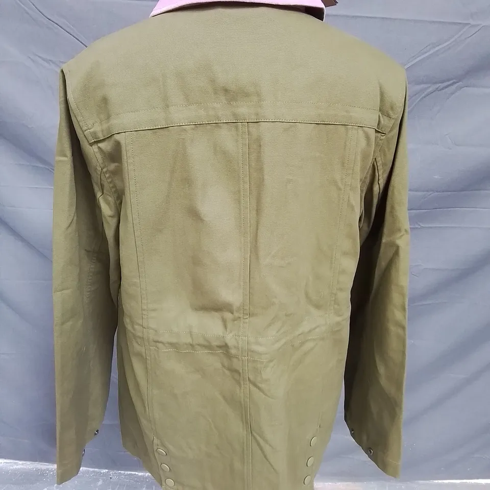 BODEN GREEN JACKET WITH PINK TRIM - UK 12