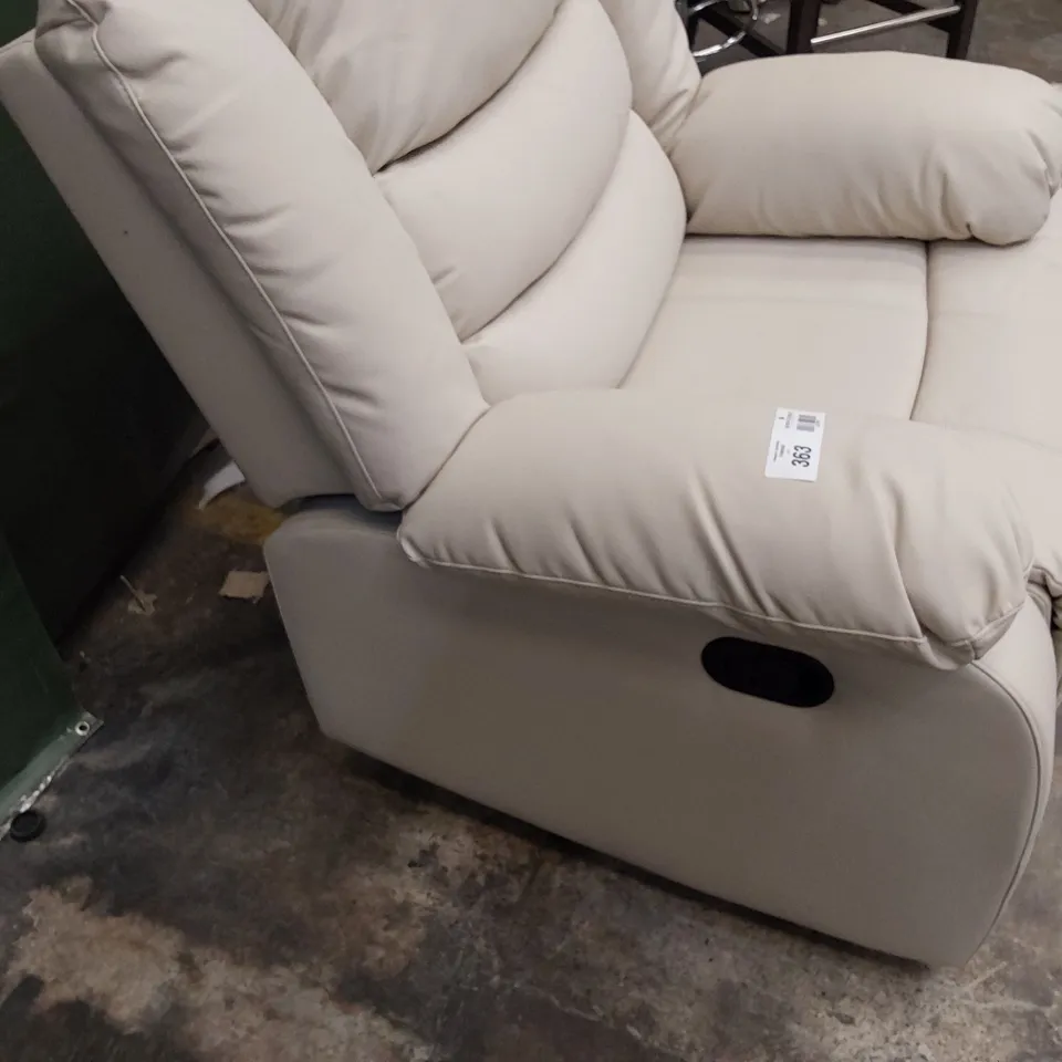 DESIGNER MANUAL RECLINING EASY CHAIR CREAM LEATHER 