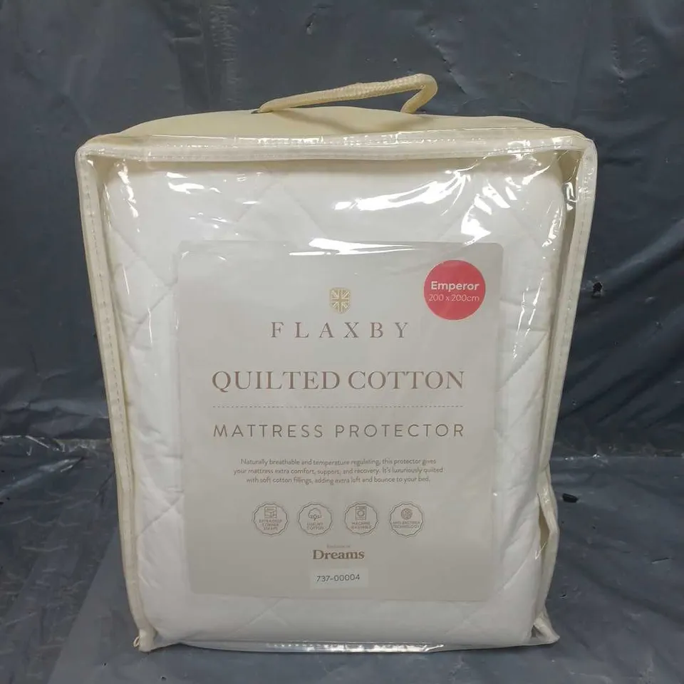 FLAXBY QUILTED COTTON MATTRESS PROTECTOR EMPEROR 