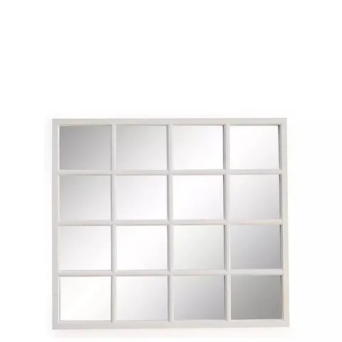 BOXED WHITE WOODEN WINDOW PANE MIRROR 74X84CM - COLLECTION ONLY