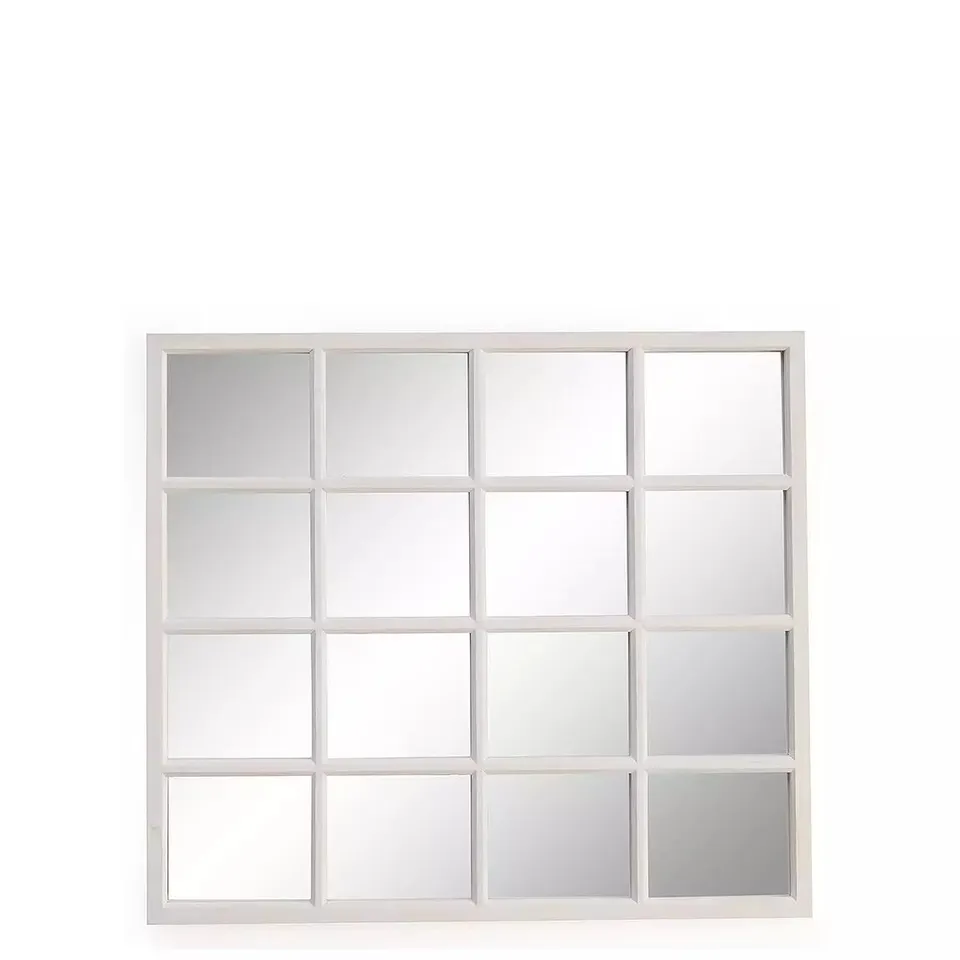 BOXED WHITE WOODEN WINDOW PANE MIRROR 74X84CM - COLLECTION ONLY