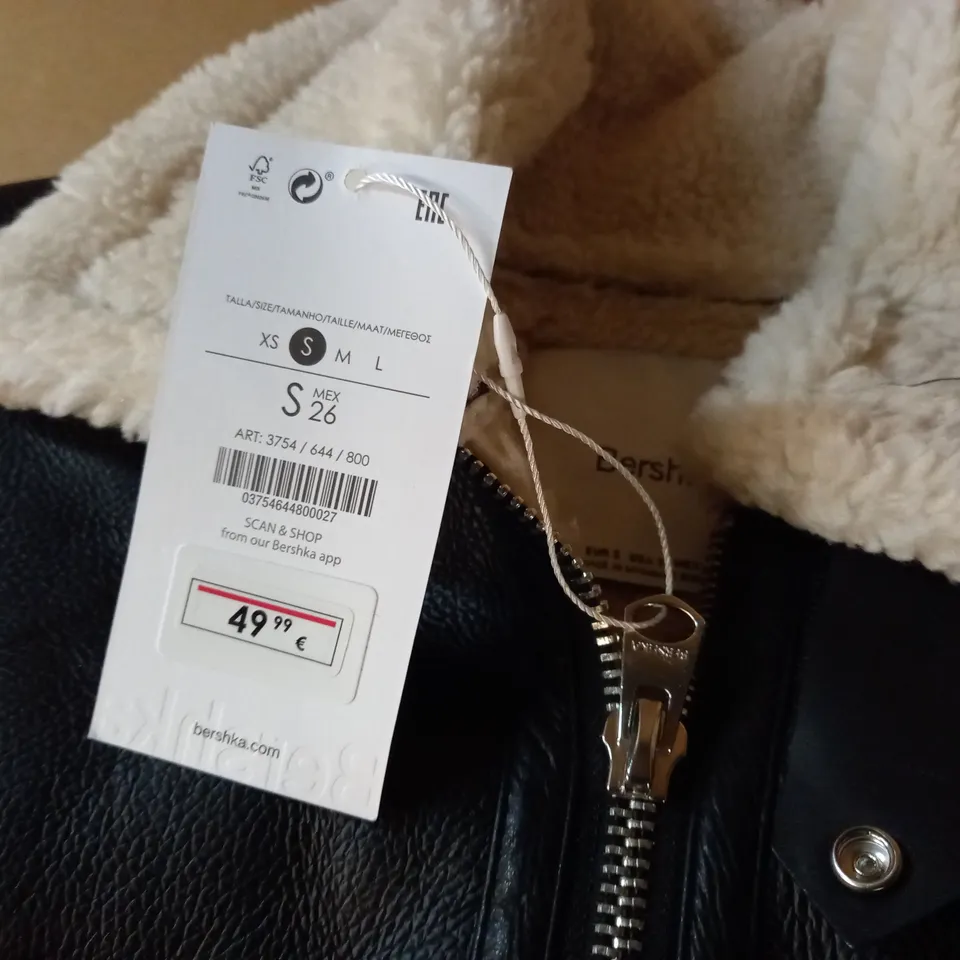 BERSHKA FAUX LEATHER JACKET - S