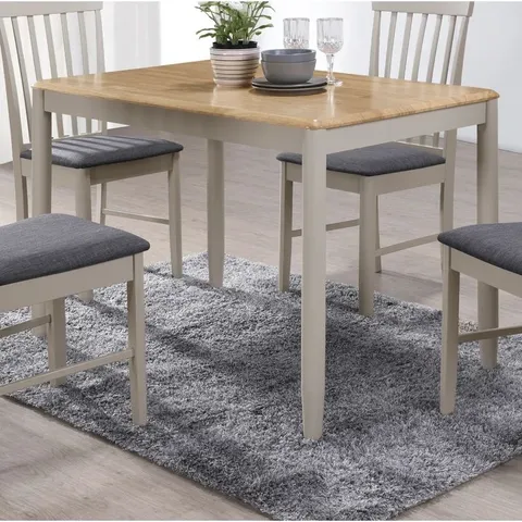 BOXED DEERFILED SOLID OAK DINING TABLE - LIGHT OAK/STONE GREY (1 BOX)