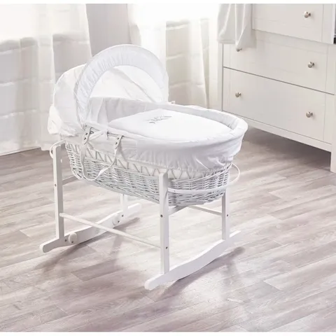 BOXED ARAGO MOSES BASKET WITH STAND WITH BEDDING WITH MATTRESS AND STAND (1 BOX)