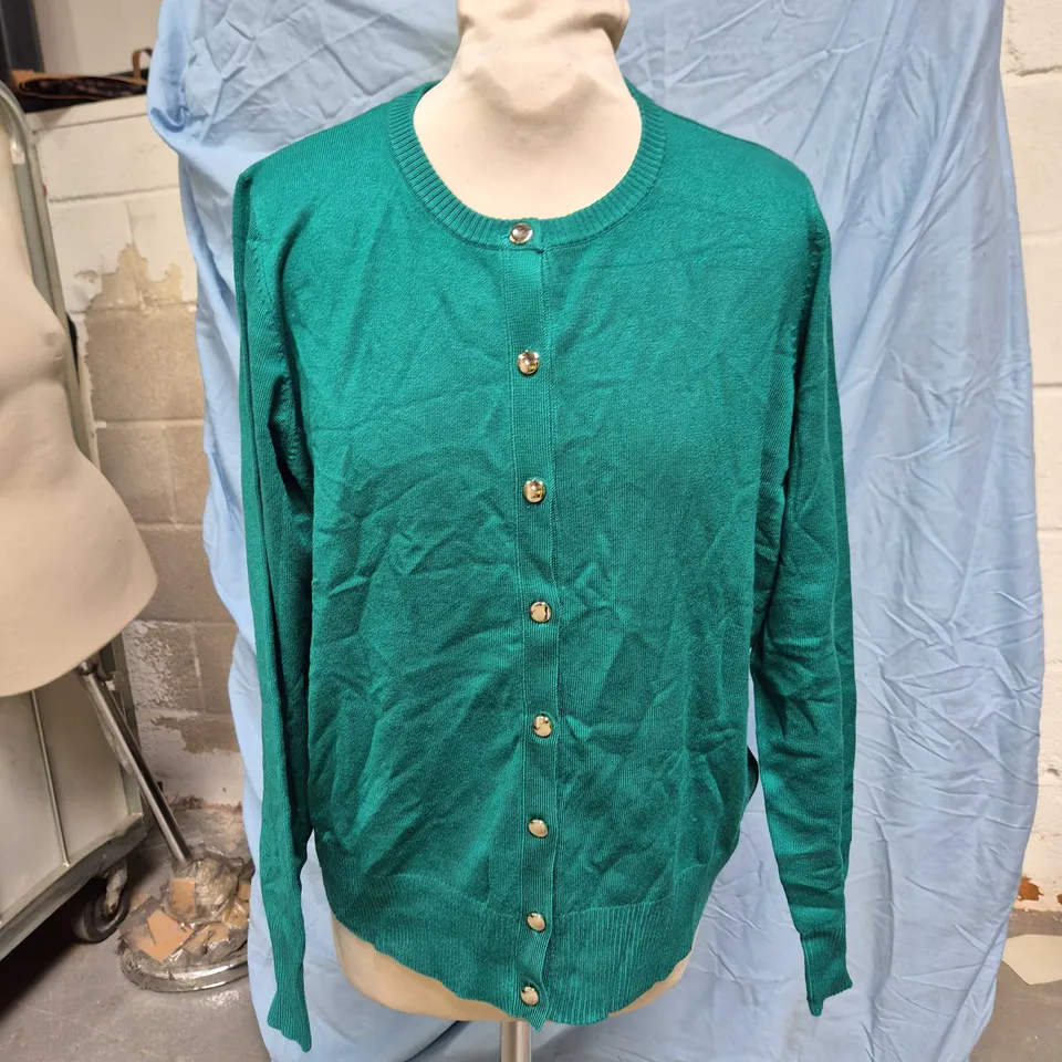 JD WILLIAMS TEAL CARDIGAN – WOMEN'S KNITWEAR, UK SIZE 12/14 (12/14)
