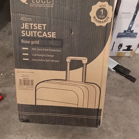 BOXED KEPLIN LUGG 40CM JETSET SUITCASE ROSE GOLD COLOUR 