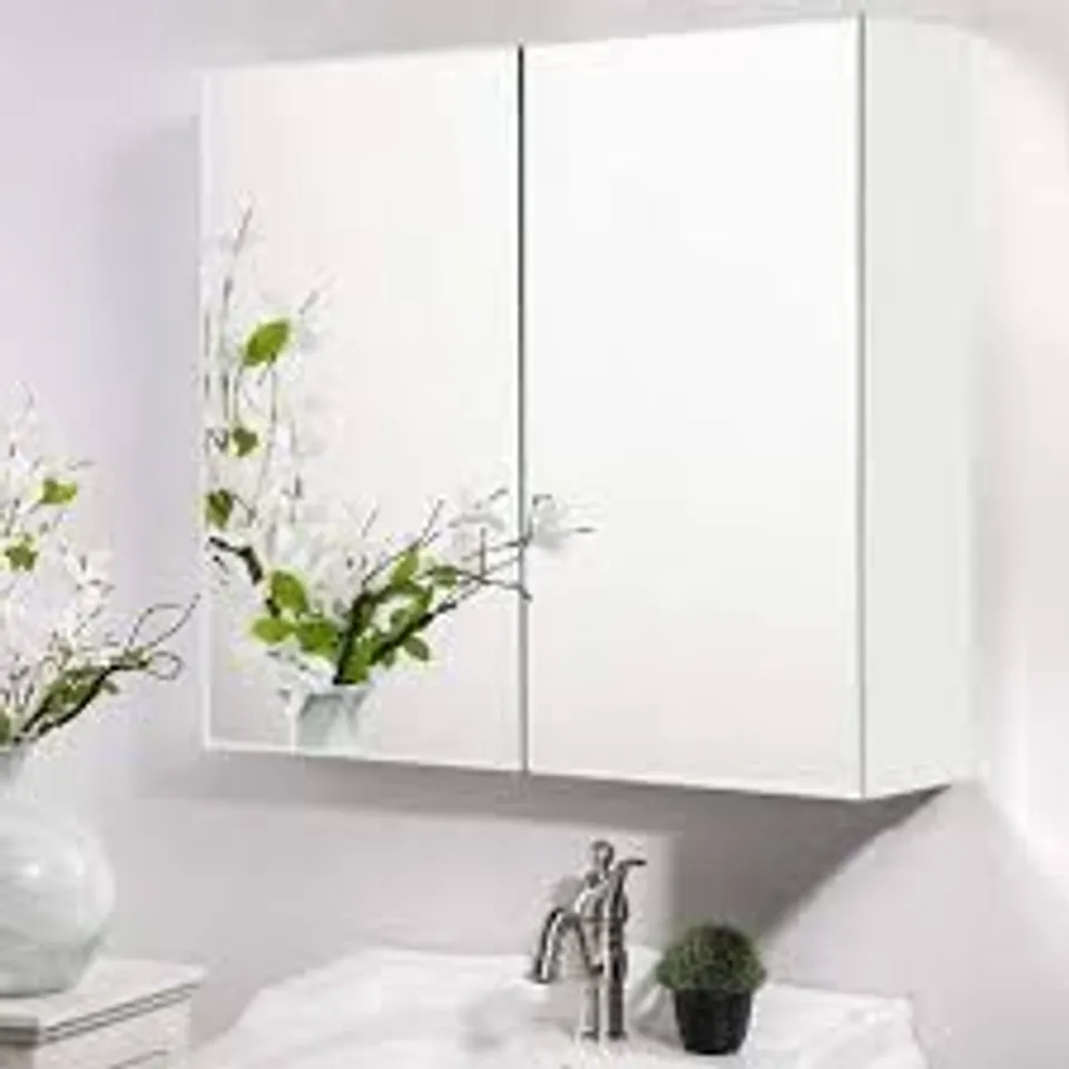 BOXED BATHROOM MIRROR CABINET WALL MOUNTED DOUBLE DOOR BATHROOM WALL CABINET MIRRORED WITH 2 ADJUSTABLE SHELVES FOR BEDROOM LIVING ROOM BATHROOM