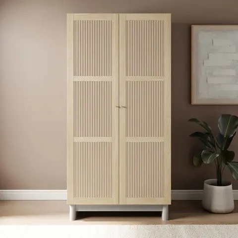 BOXED MAEVA DOUBLE WARDROBE, LIGHT OAK EFFECT (3 BOXES)