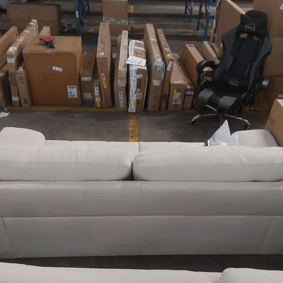 QUALITY DESIGNER KANSAS 3 SEATER SOFA, IVORY CLASSIC PLUSH FABRIC