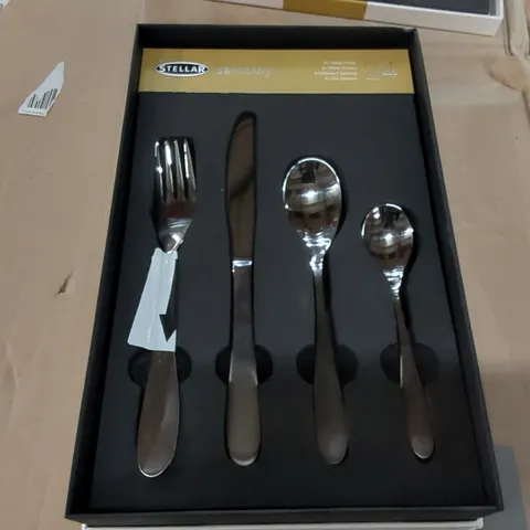 BOXED STELLAR 24 PIECE 18/10 STAINLESS STEEL CUTLERY SET, SALISBURY DESIGN (1 BOX)