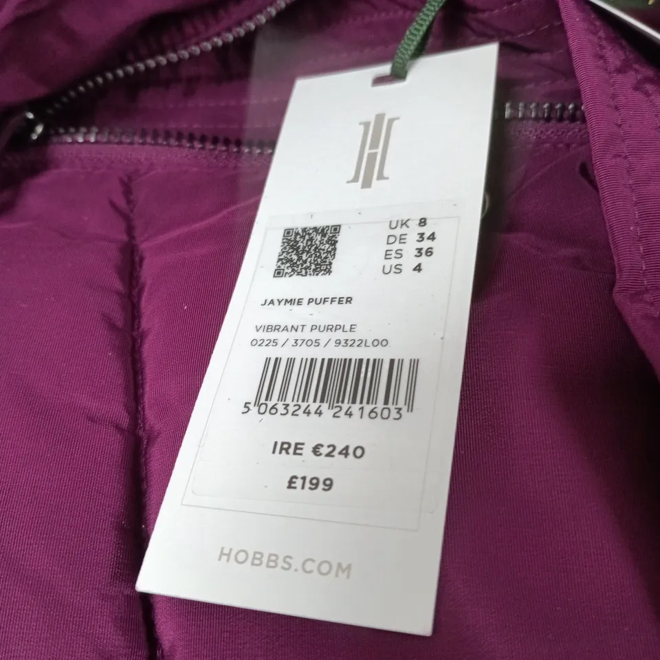 HOBBS LONDON WOMEN'S PURPLE PUFFER JACKET – UK 8