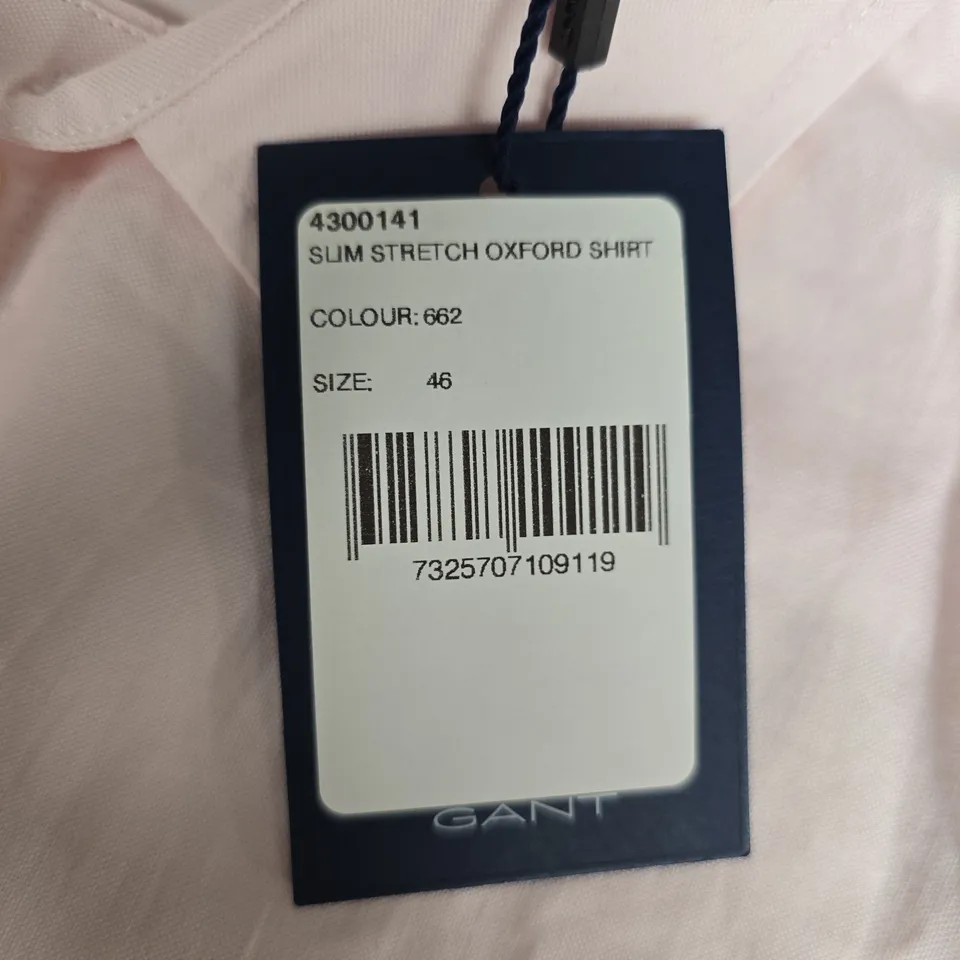 GANT SUM STRETCH OXFORD SHIRT – PALE PINK, MEN'S, UK 18 (EU 46) – COLOUR 662