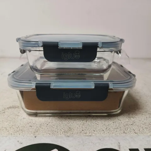 IGLU GLASS FOOD STORAGE CONTAINERS WITH LOCKING LIDS – SET OF 2