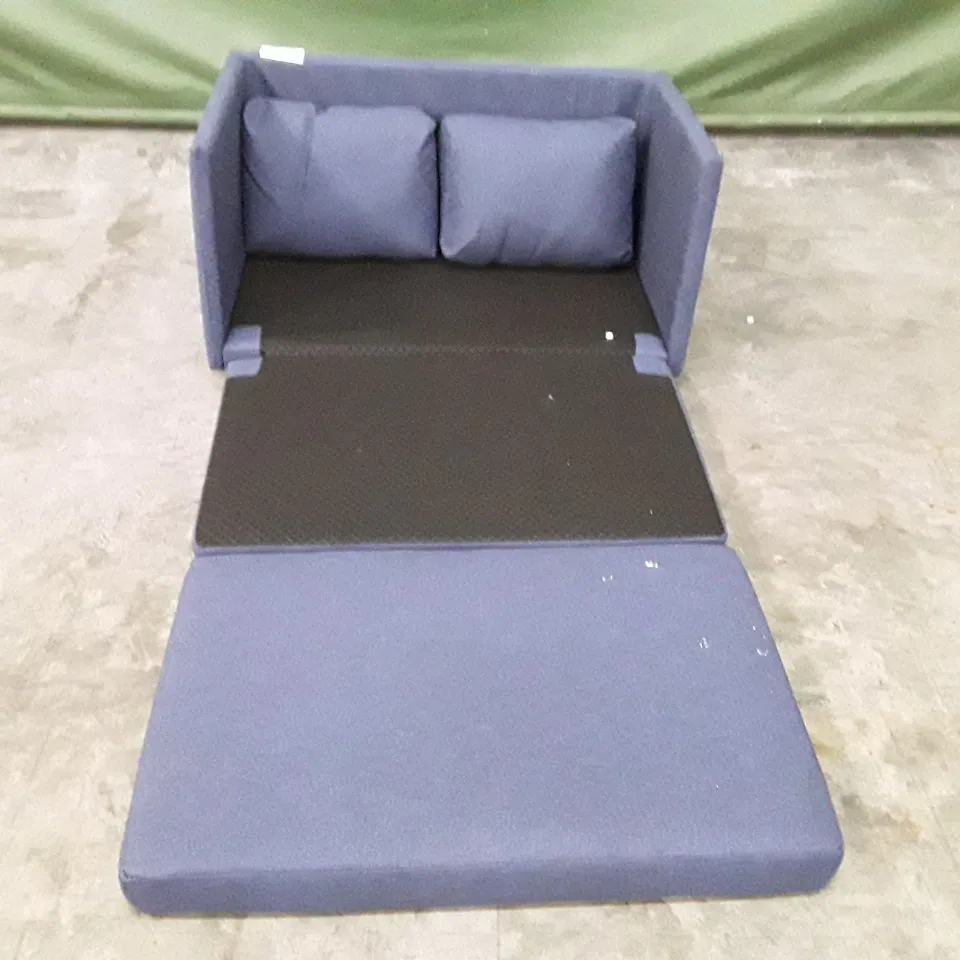 QUALITY DESIGNER MADE TO ORDER SOFA BED - BLUE FABRIC