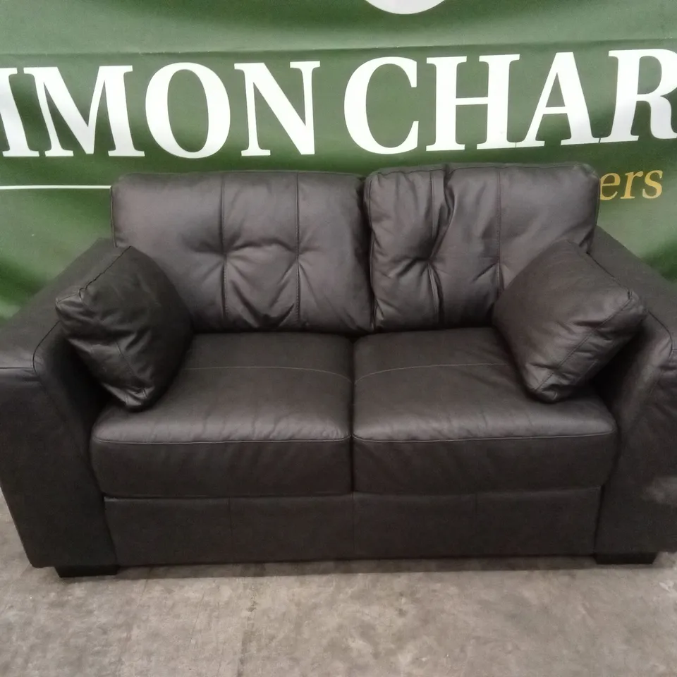 ARDEN ITALIAN LEATHER 2 SEATER SOFA - BLACK  RRP £1299